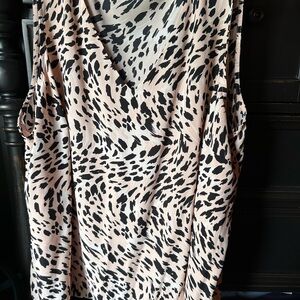 Nine West Black and Cream Animal Print Blouse